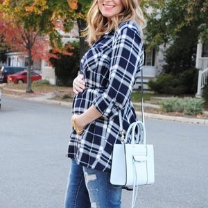 Maternity plaid button down tunic